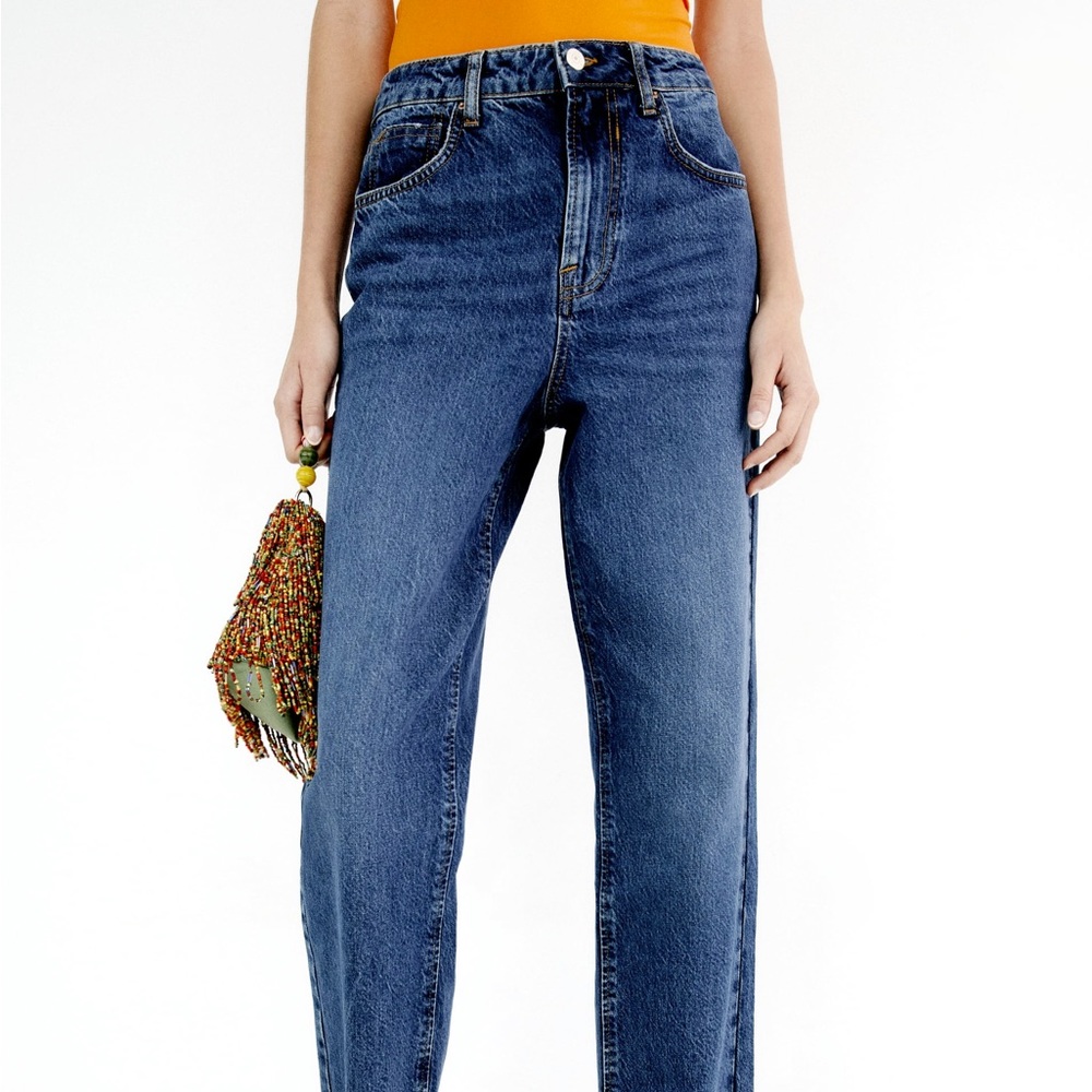 Zara Straight Leg High Rise Jeans
